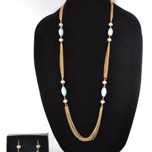 Vintage Avon 3 Piece Gold Simulated Jade Pearl Set
